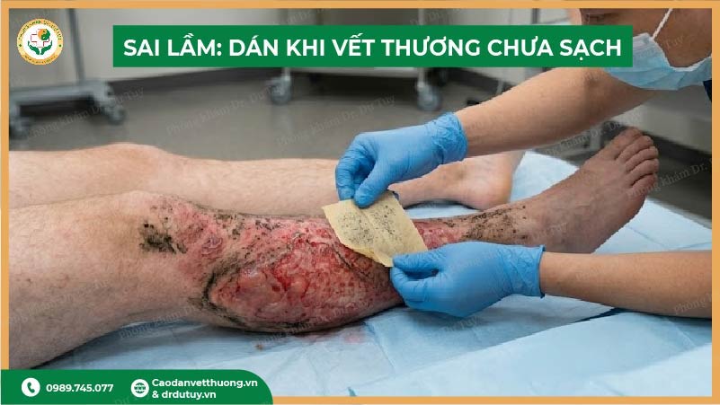sai lầm dán cao khi vết thương chưa sạch